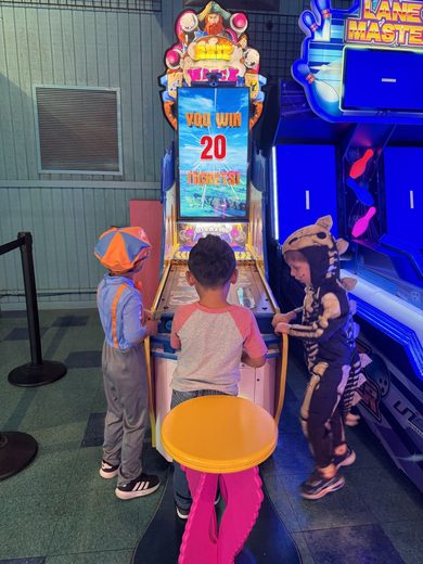 Roman and friends at the arcade
